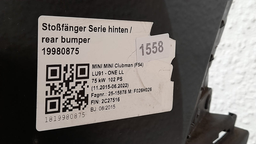 Original MINI Clubman F54 Stoßstange hinten PDC 7450117 midnight-black metallic