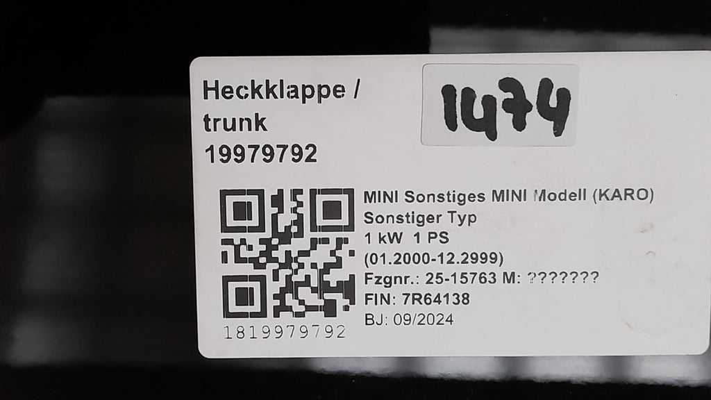 Original MINI Countryman SE ALL4 U25 Heckklappe Trunk lid hinten Kamera 5A42CB8