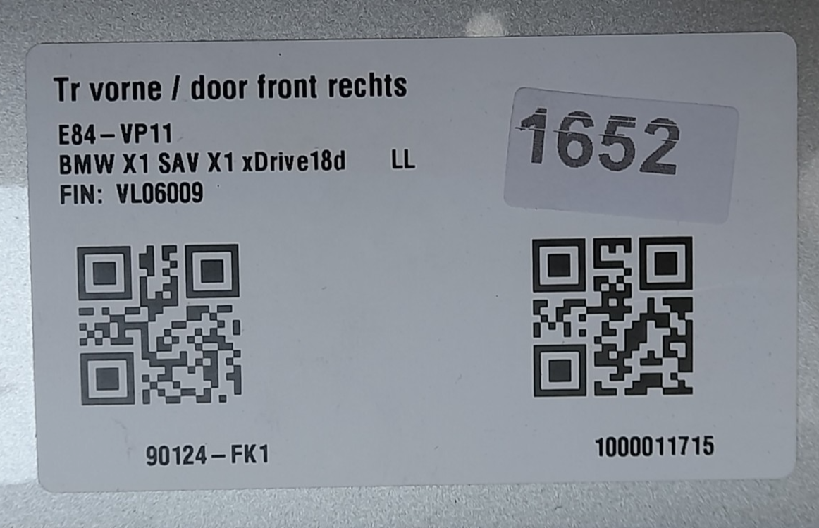Original BMW X1 E84 Tür vorne rechts 41009628746 Titan Silber door front right