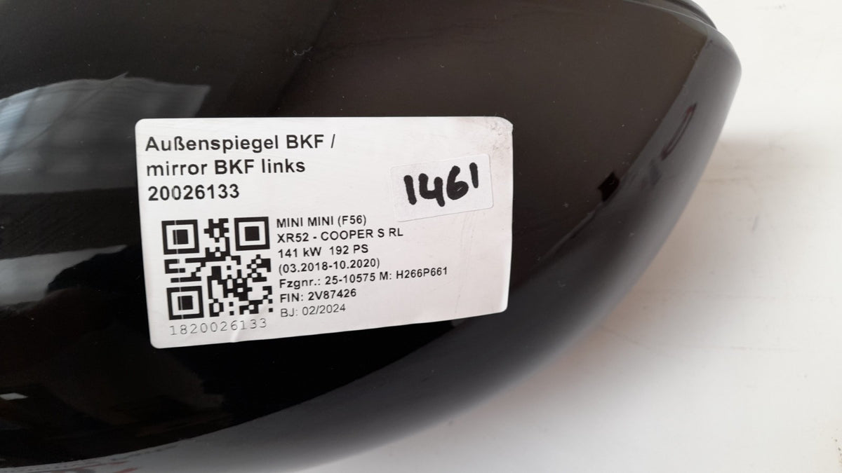 Original MINI Cooper S F65 Außenspiegel mirror BKF links Kamera 51165A8C267