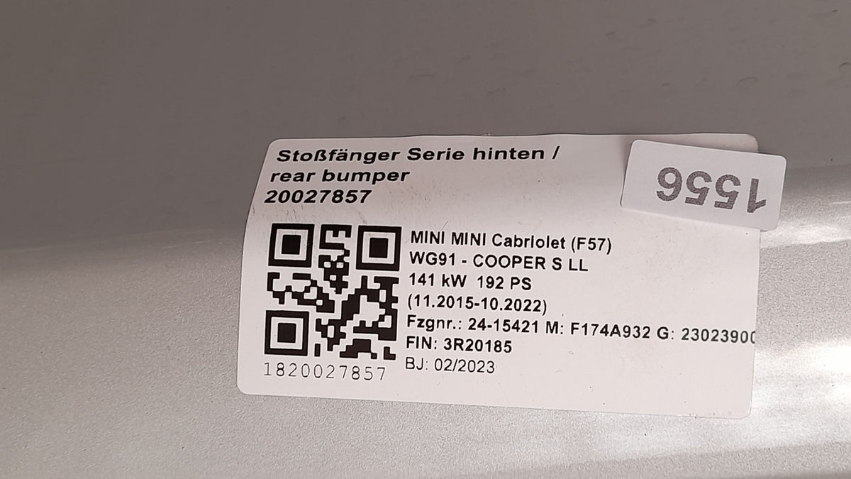 Original MINI Cabrio F57 Stoßfänger hinten 2x PDC 7380009 white-silver metallic