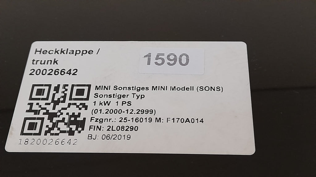 Original MINI F56 Heckklappe mit Kamera white-silver metallic 41007320545