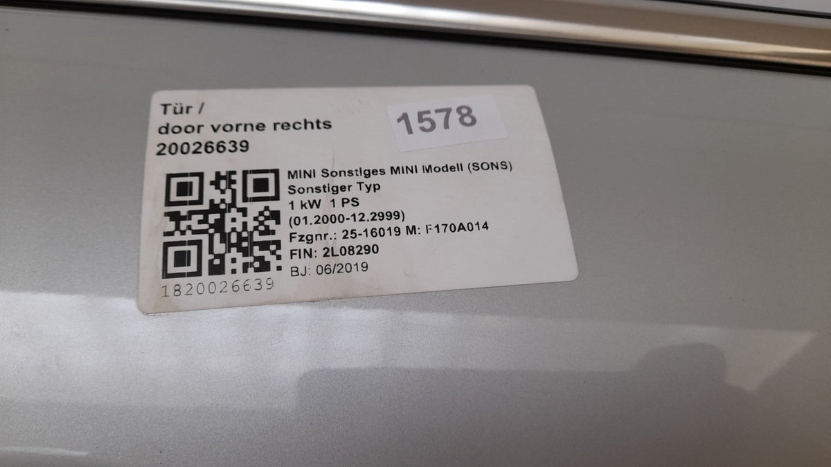 Original MINI Cooper SE F56 Tür vorne rechts 41517294266 white-silver metallic