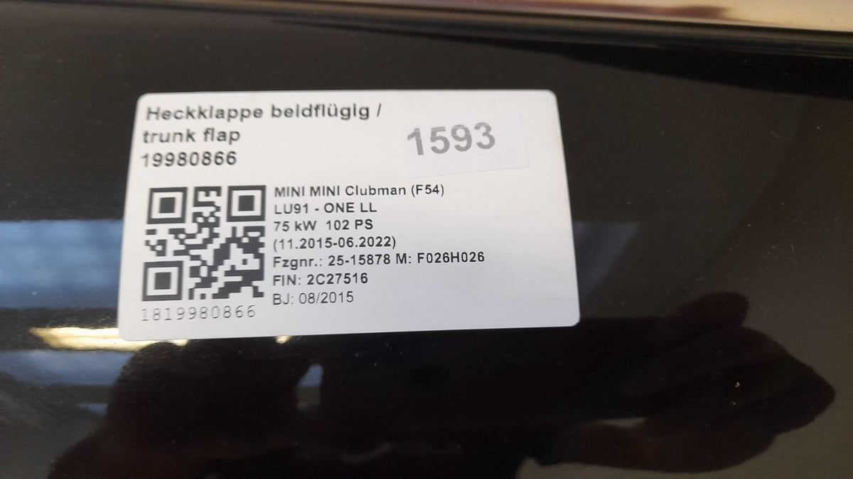 Original MINI Clubman F54 Heckklappe links 41007411613 midnight-black metallic
