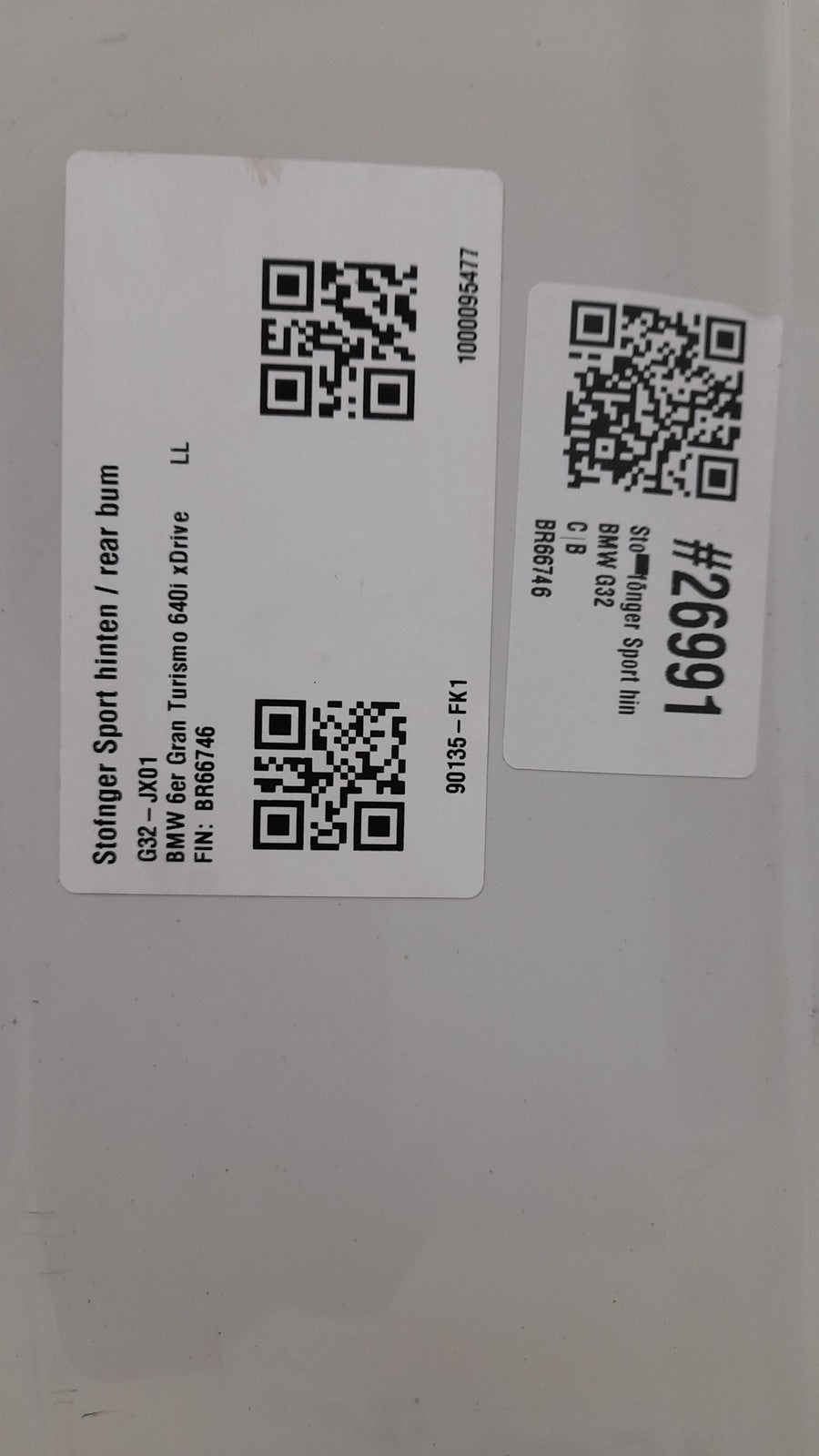 Original BMW 6er Gran Turismo G32 M Paket Stoßstange hinten 51128078566 weiß