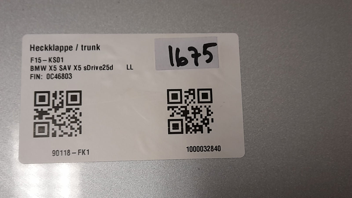 Original BMW X5 F15 X5 M F85 Heckklappe mit Kamera 7378121, silber metallic