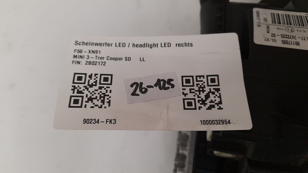 Original Mini COOPER SD Scheinwerfer LED F54 F55 F56 LED 7472225 links Headlight