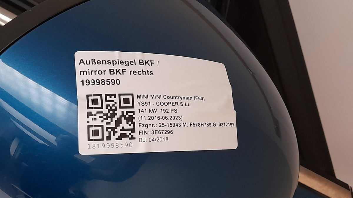 Original Tür MINI Countryman F60 7438596 vorne rechts, island-blue metallic