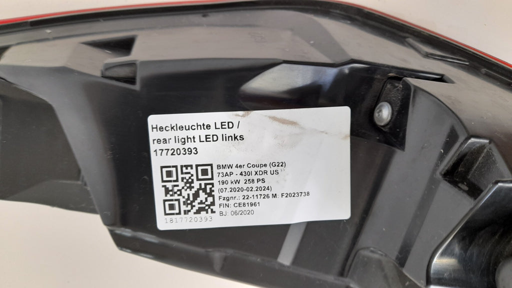 Original BMW 4er Coupe G22 Rückleuchte LED außen links US 7477605 Rearlight