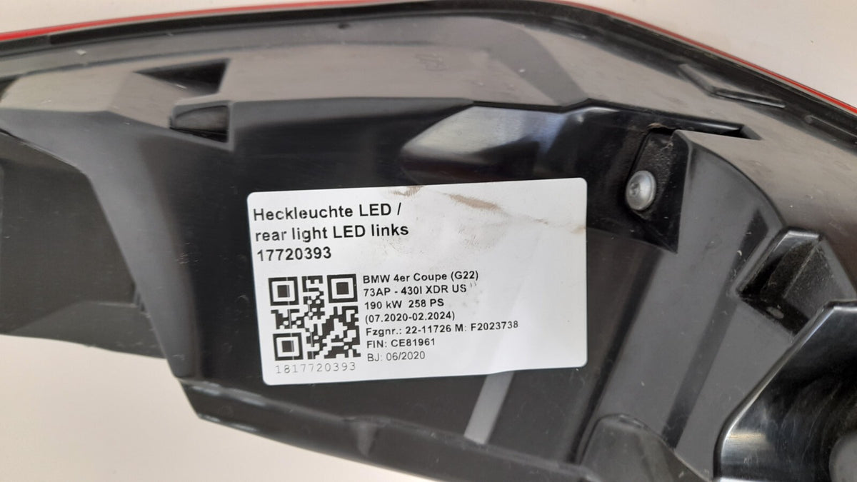 Original BMW 4er Coupe G22 Rückleuchte LED außen links US 7477605 Rearlight