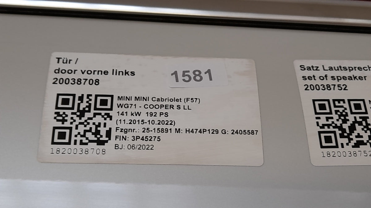Original MINI Cabrio Sport F57 Tür vorne links, Nanuq White 7294265