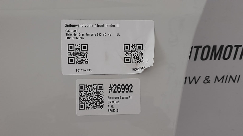 Original BMW 6er Gran Turismo G32 Seitenwand vorne links Kotflügel 41007481061