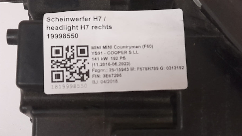 Original MINI F60 Countryman Frontscheinwerfer H7 links rechts 7390147 7390148