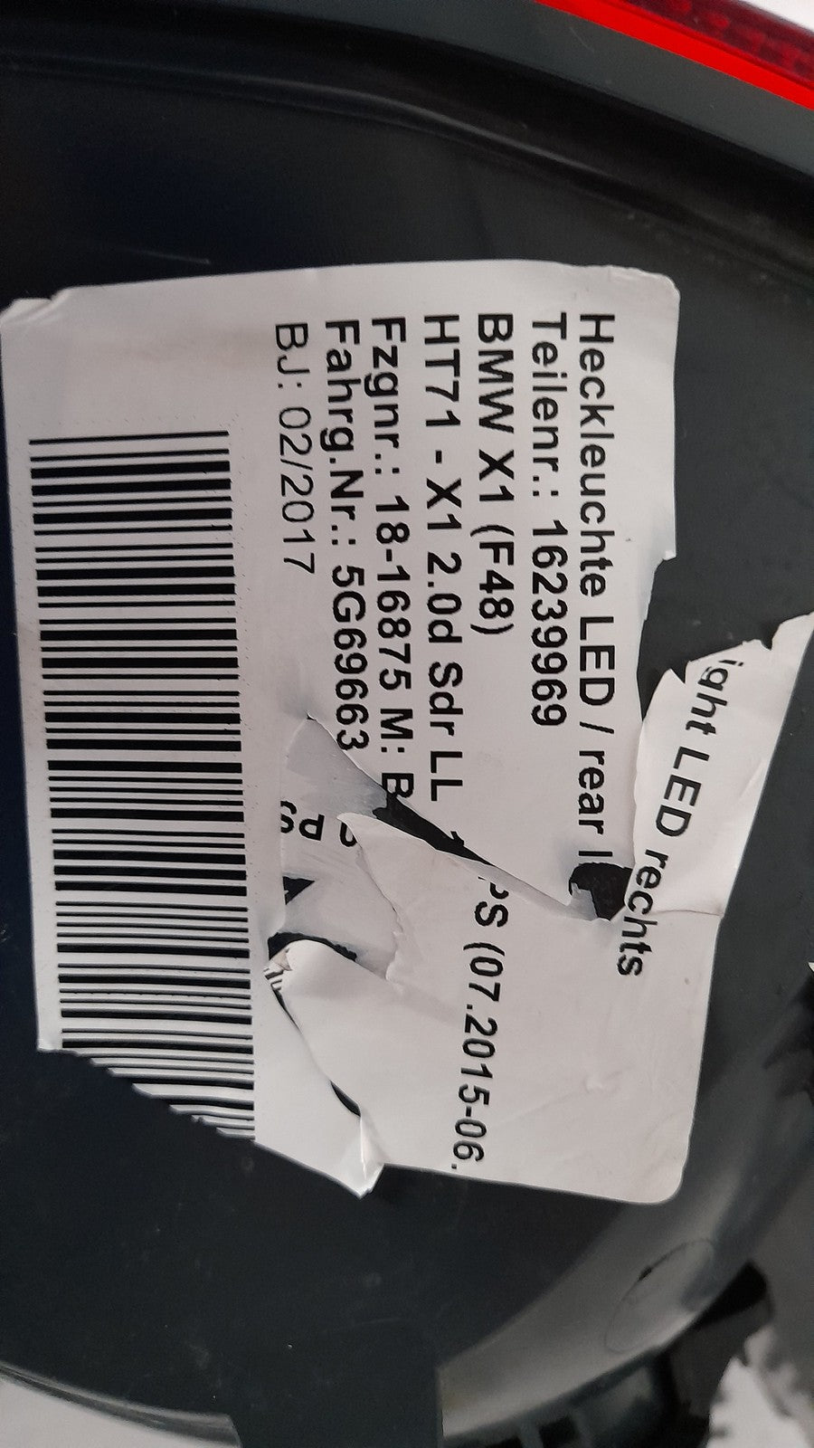 Original BMW X1 F48 Heckleuchte LED rechts Seitenwand 63217488542