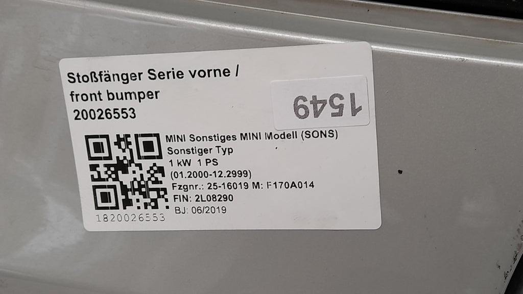 Original MINI F56 BEV Cooper SE Stoßfänger vorn bumper white-silver metallic PDC