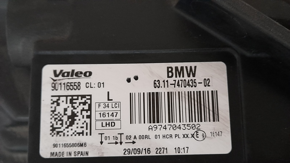 Original BMW 3er F34 7470435-02 LED links Scheinwerfer Headlight