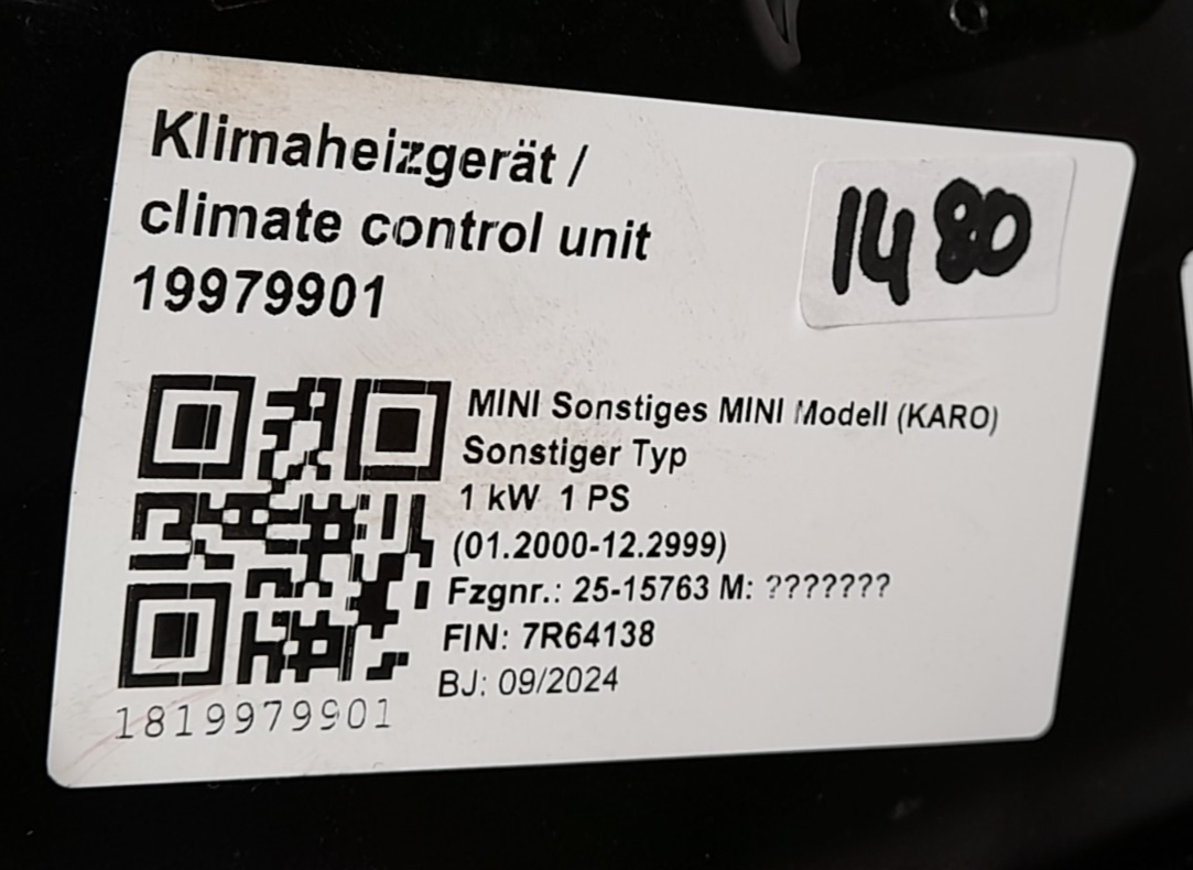 Original MINI COOPER U25  Klimaheizgerät Klimaanlage Heizung