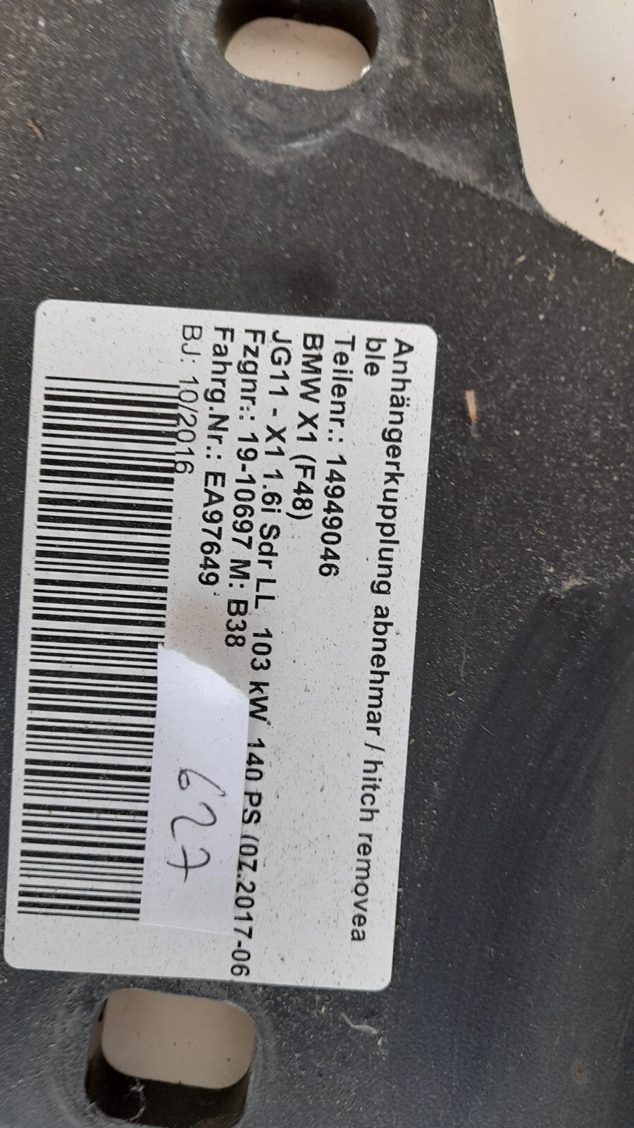 Original BMW X1 1.6i F48 ANHÄNGERKUPPLUNG ABNEHMBAR  hitch removeable