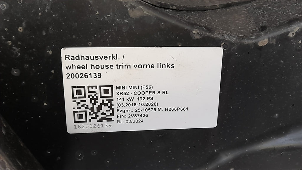 Original MINI F56 F66 F65 Radhausverkleidung links vorne 51719629095