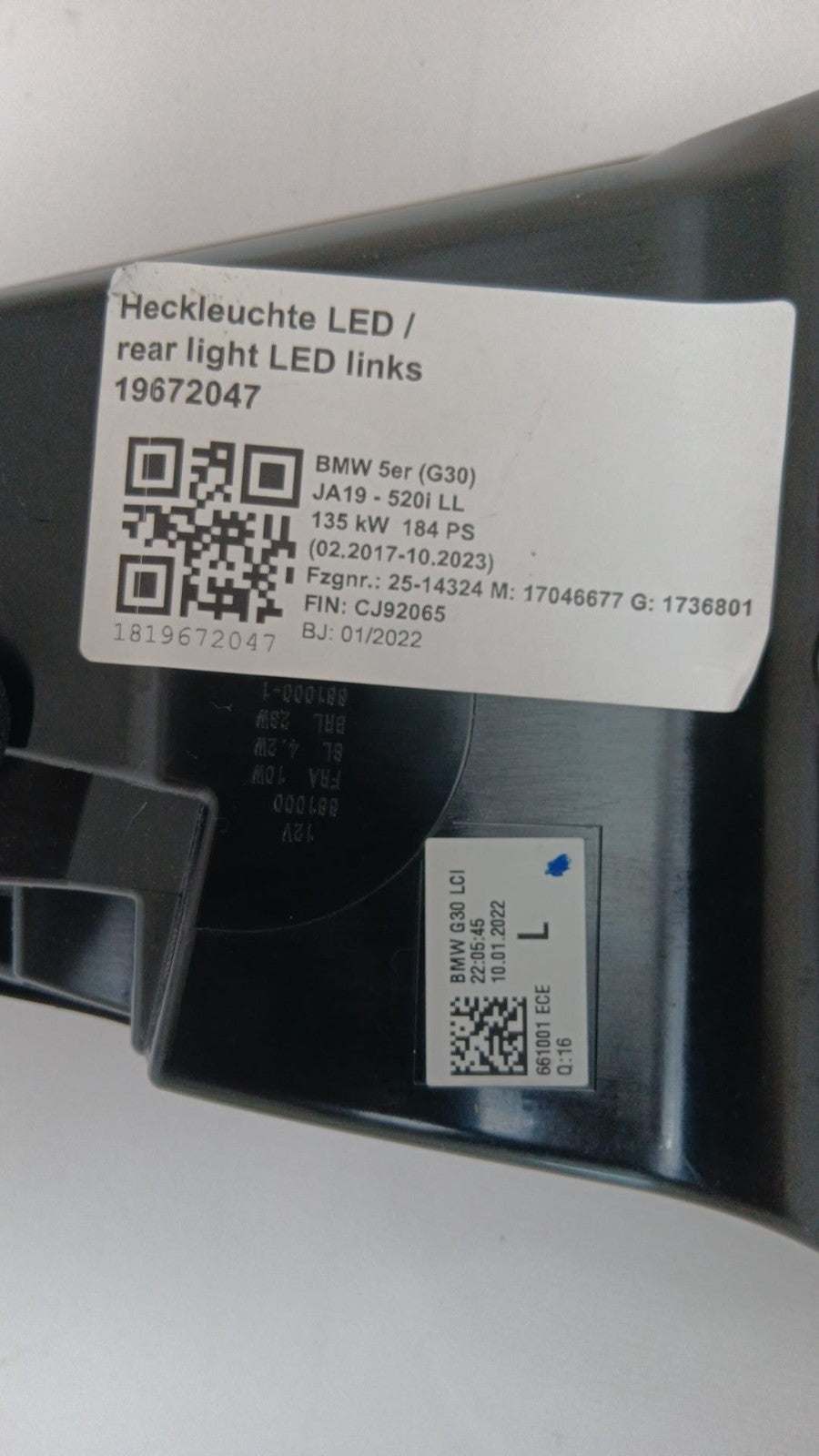 BMW 5 G30 LCI Rückleuchte 8493811 Links Rearlamp