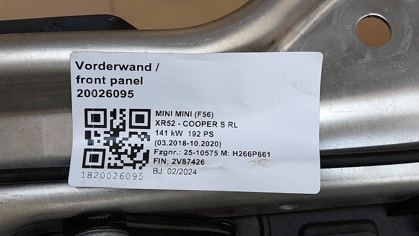 Original BMW Mini Cooper  S F65  Vorderwand Träger Stoßfänge vorne carrier bumpe