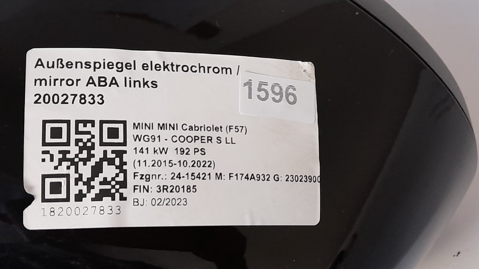 Mini Cooper SE Cabriolet F57 Außenspiegel elek. ABA links MINI mirror 7931801