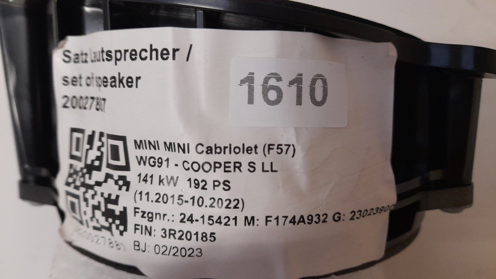 BMW F20 F54 F56 F57 F60  F90 G30 G31 Mitteltonlautsprecher Harman Kardon 9364956