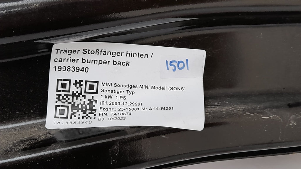 Original BMW MINI J01 COOPER SE Stoßstangenträger Träger hinten 2804200XNY02A