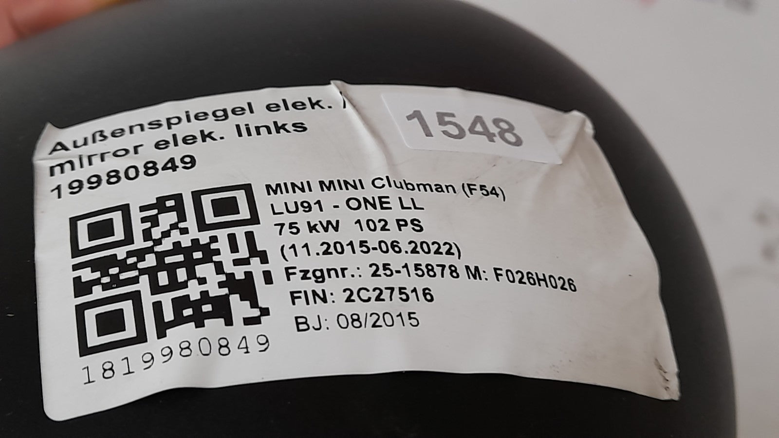Original Mini Clubman F54 One Außenspiegel elek. links MINI mirror left