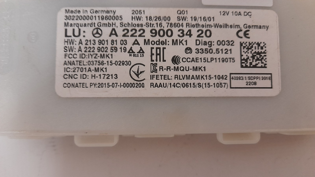Original Mercedes-Benz EQC W222 Keyless Steuergerät A2229003420