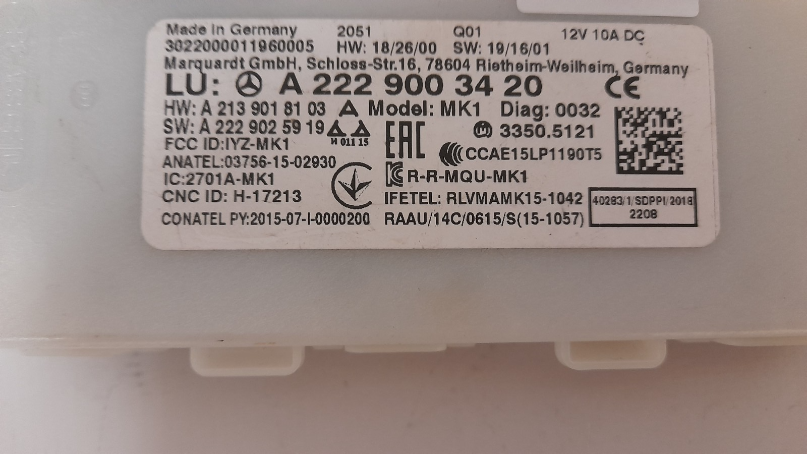 Original Mercedes-Benz EQC W222 Keyless Steuergerät A2229003420