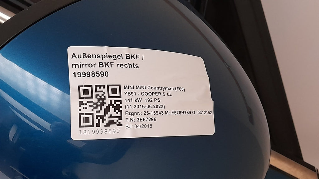 Orig. Tür Mini Countryman F60 7438596 Rechts Vorne Door, island-blue metallic