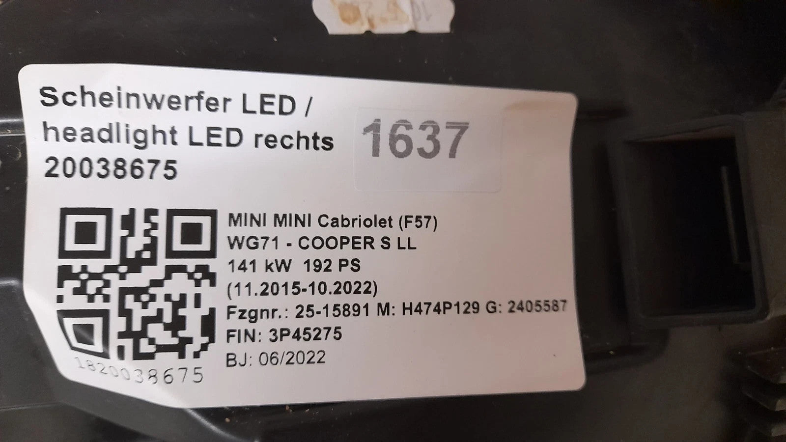 Mini COOPER  F54 F56 F55 F57 Frontscheinwerfer LED Links Rechts 5A01961 5A01962