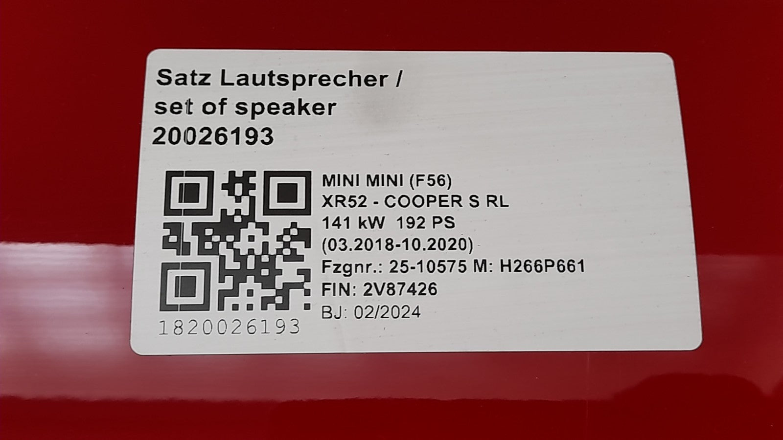 Original MINI F55 F55 LCI F65 COOPER S Vordertür Links 41519644731 CHILI RED II