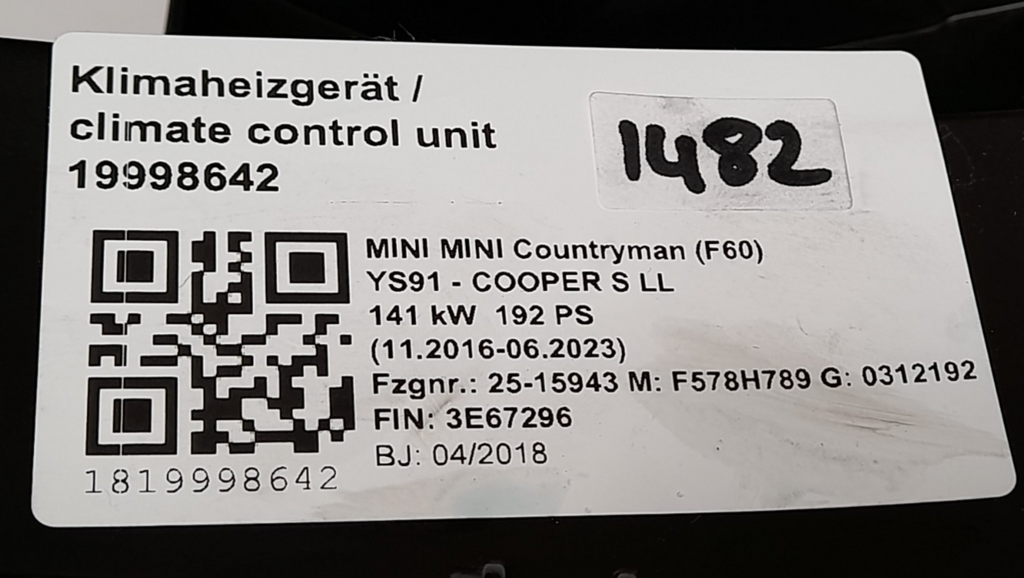 Original MINI Countryman F60 Klimaheizgerät  Climate Control Unit
