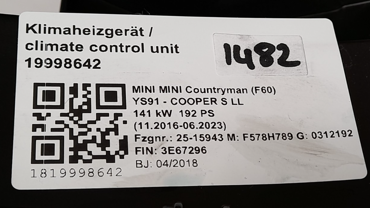 Original MINI Countryman F60 Klimaheizgerät  Climate Control Unit
