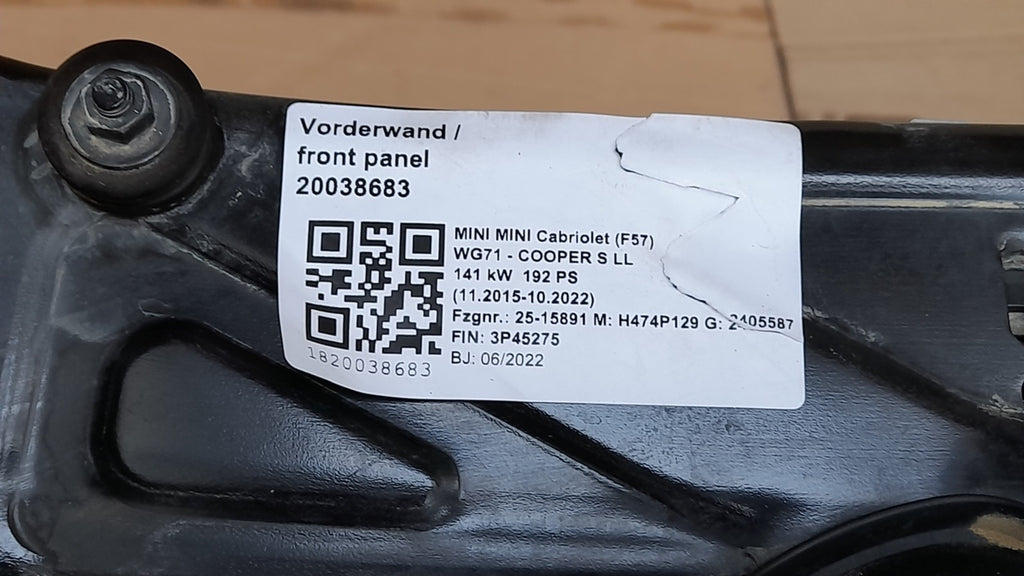 Original BMW Mini Cabriolet F57 Vorderwand Träger Stoßfänge vorne carrier bumper