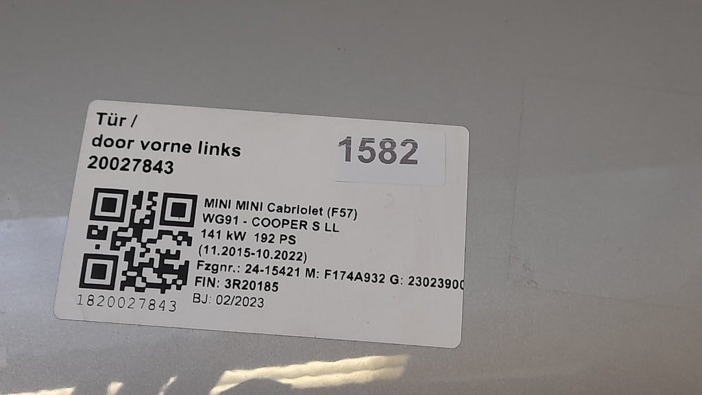 Orig. MINI Cabriolet F57 Tür vorne links white-silver metallic left door 7294265