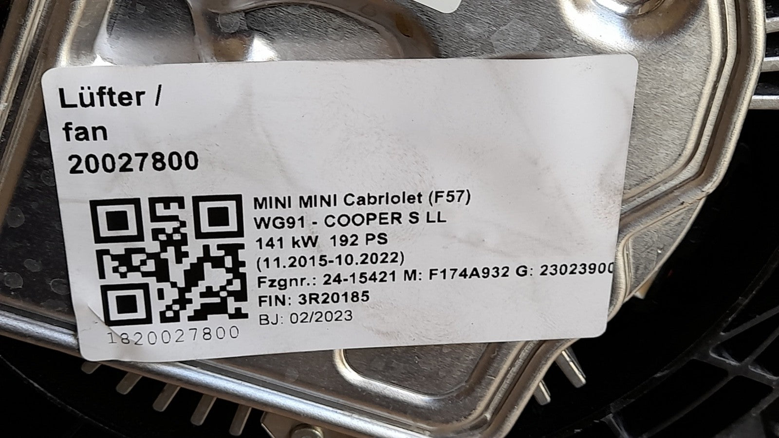 Original Mini Cabriolet F57 Kühlerpaket Kühlerlüfter fan cooler wasserkühler