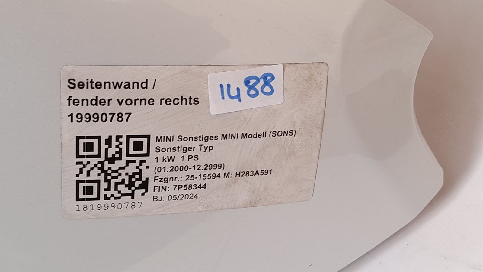 Mini Countryman C U25 Seitenwand Kotflügel Fender rechts smokey green 9634534