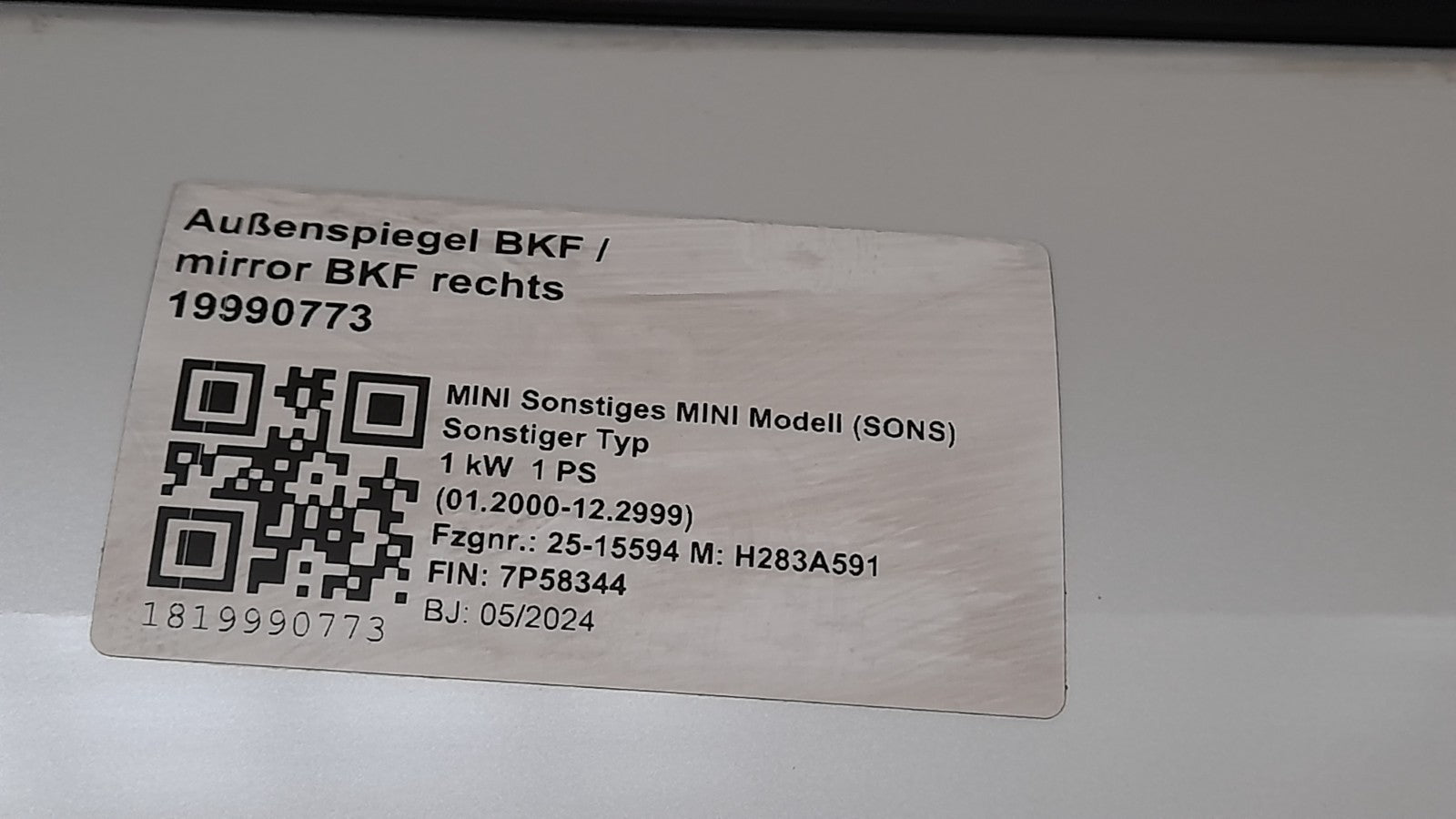 Orig. Mini Countryman U25 Tür vorn rechts 9634500 front right door Porta Porte