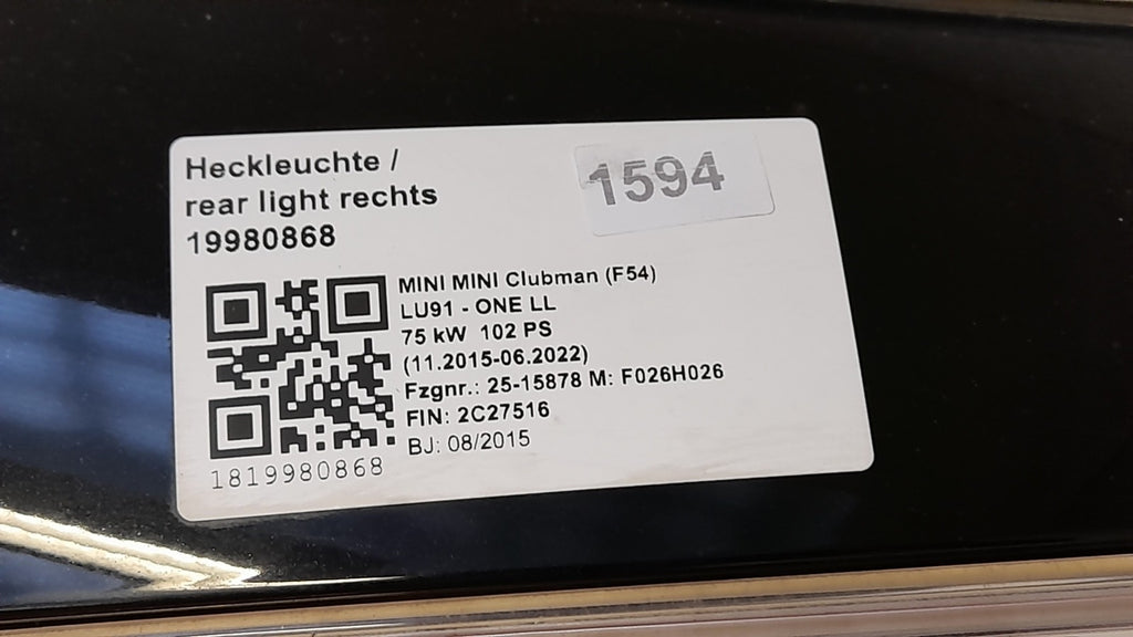 MINI Clubman F54 Heckklappe beidflügig rechts midnight-black metallic Split door