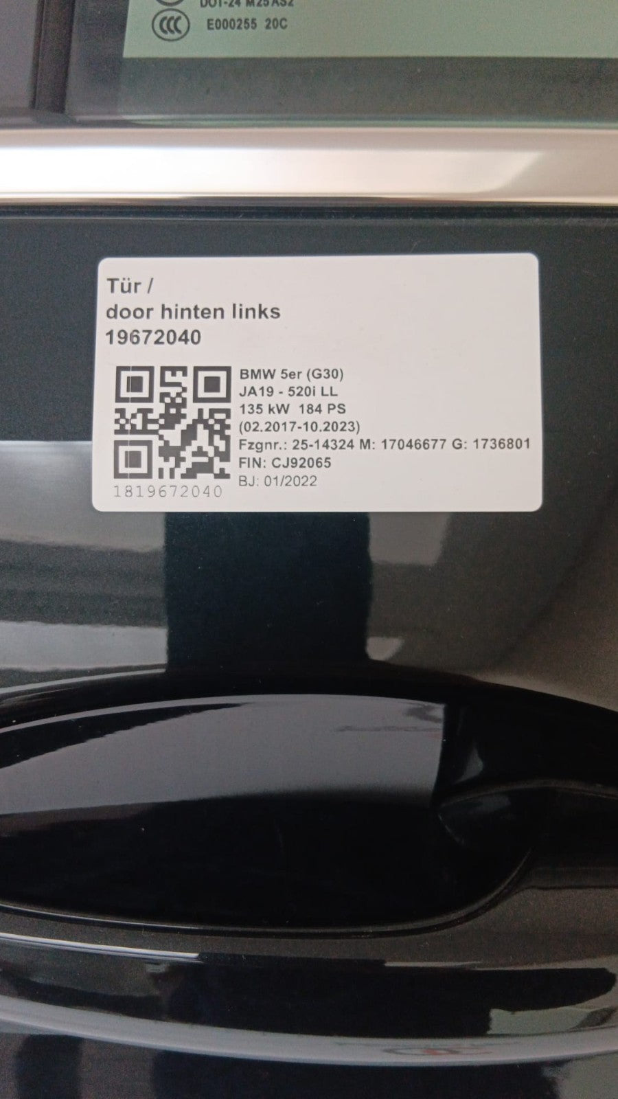 BMW 5er G30 LCI Tür Hinten links black-sapphire metallic schwarz