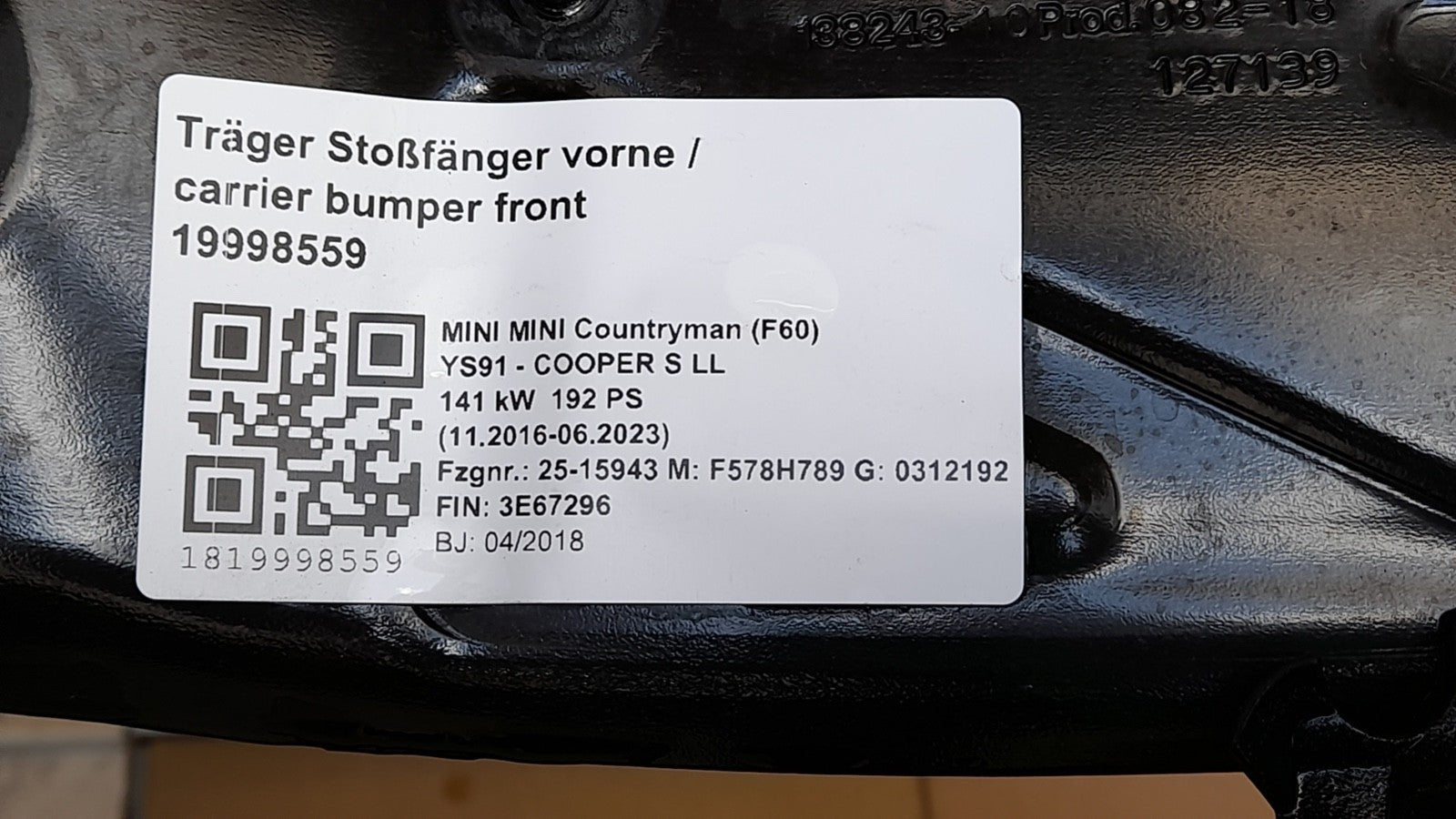 Original BMW Mini Countryman F60 Vorderwand Träger vorne front panel frontträger