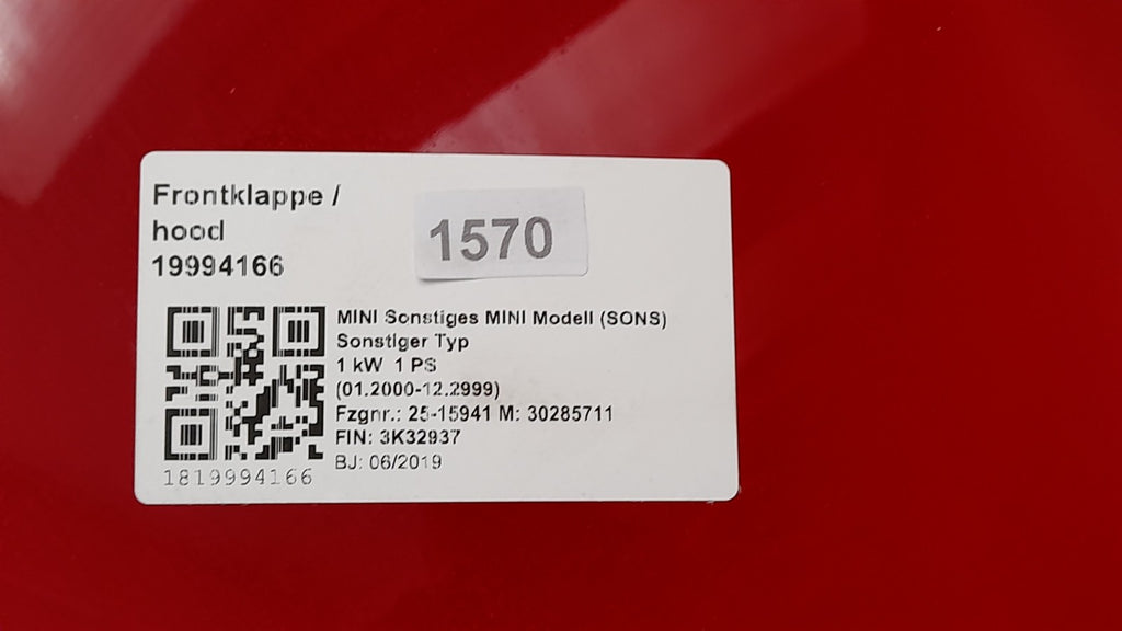 Mini F60 LCI Cooper S Countryman 9626977 Motorhaube Frontklappe Hood chili-red