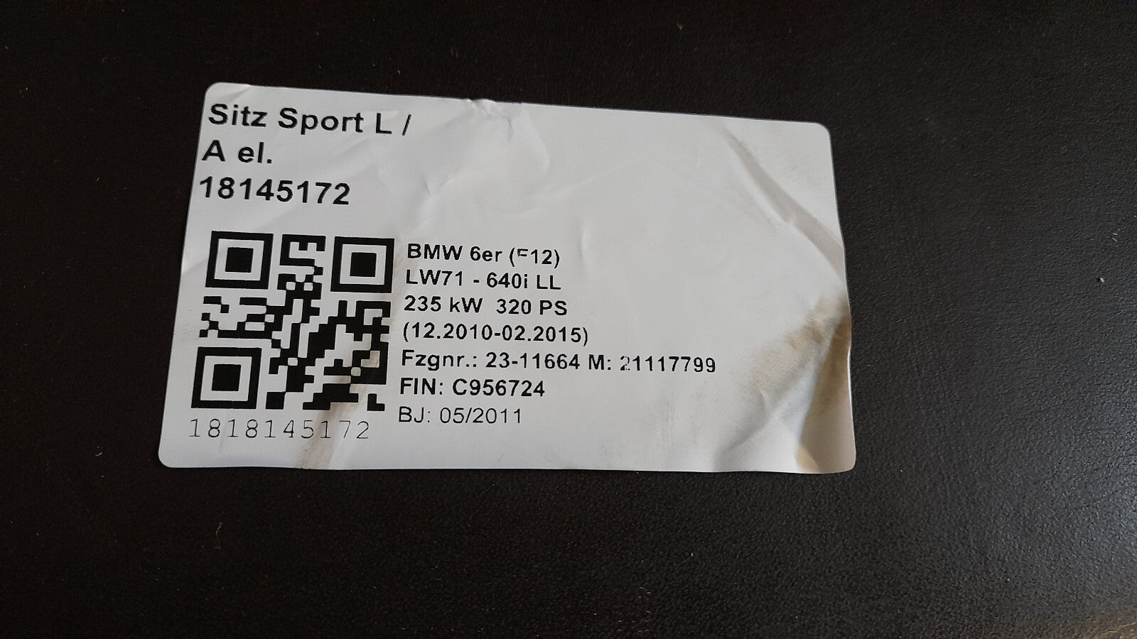 Original BMW 6er M6 F12 Sportsitze  Lederausstattung cohiba ZBWT Leder Sportseat