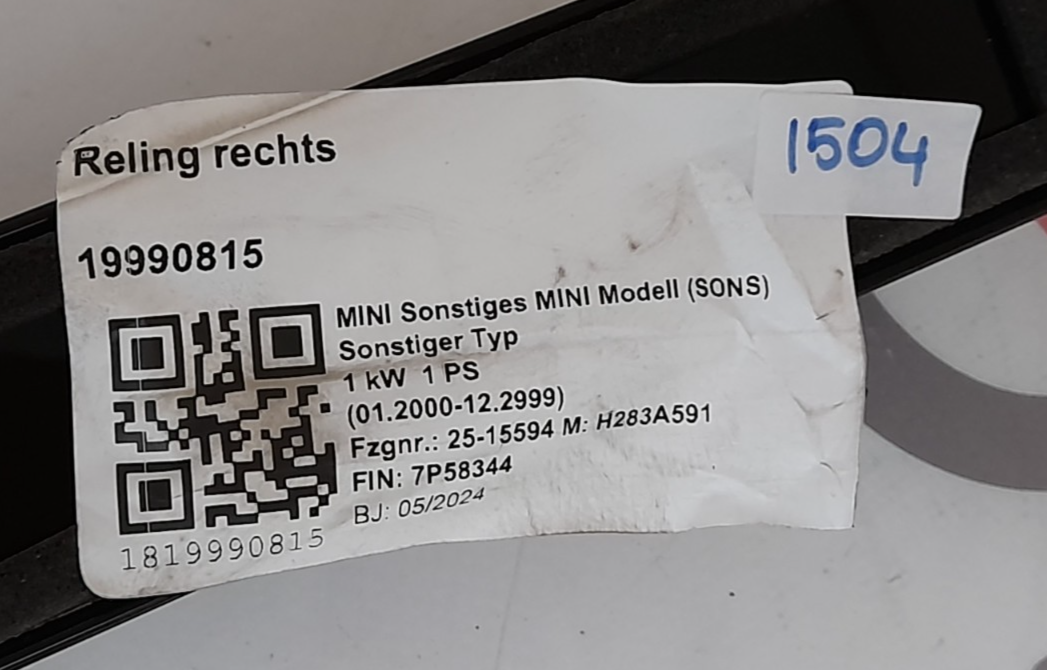 Original BMW MINI Countryman U25 Dachreling 5A21D58 Rechts und 5A21D57 Links