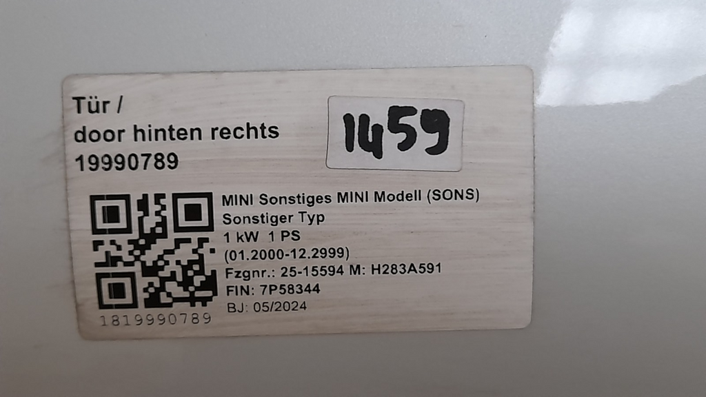 Original Tür Mini Countryman U25 41529634502 Rechts Hinten Door Porta Porte
