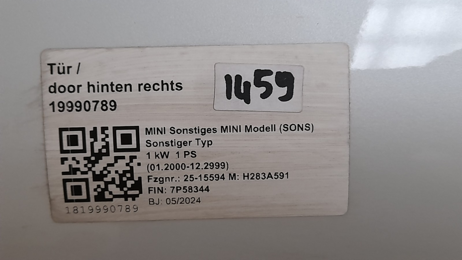 Original Tür Mini Countryman U25 41529634502 Rechts Hinten Door Porta Porte