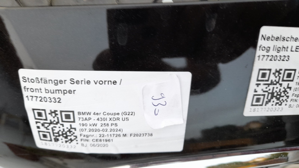 BMW 4er Coupe G22 G23 US Stoßstange Vorne Bumper 475 Black sapphire 4x PDC SG